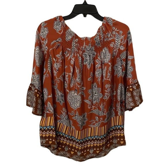 BEACHLUNCHLOUNGE | Women’s Multicolor Smocked Off Shoulder Ruffle Top Size XS - Picture 4 of 5